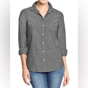Gray Polka Dot Oxford Button Up